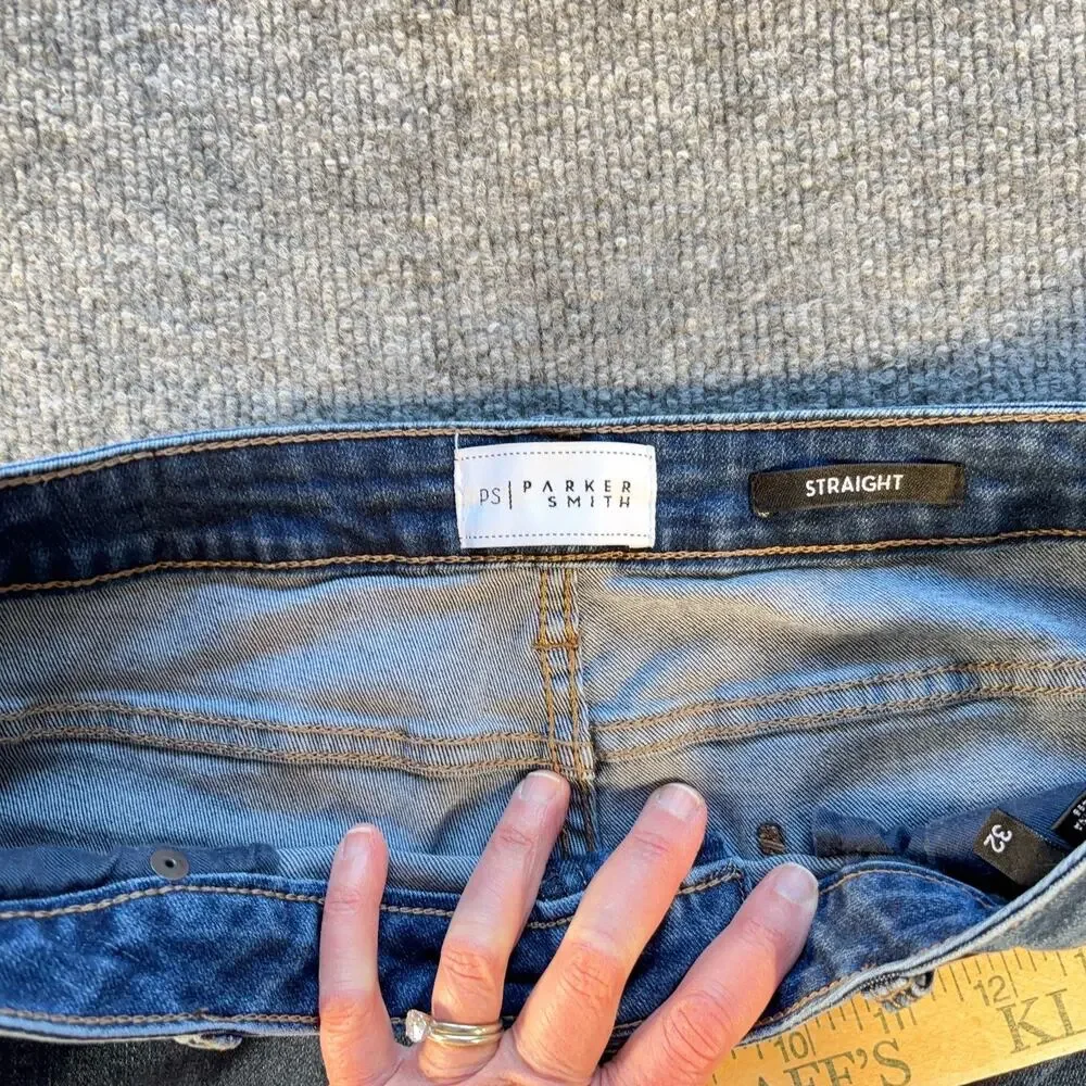 Parker Smith Straight Leg Jeans Womens 32 Blue Stretch Denim Mid Rise - Picture 3 of 9